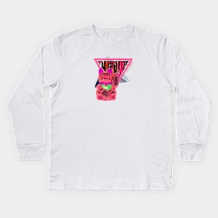 Maneki Neko Synthwave Vaporwave Aesthetic Kids Long Sleeve T-Shirt